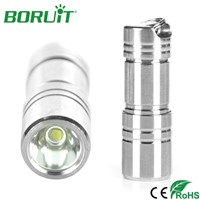 Boruit Mini XPE LED Flashlight Rechargeable Flashlight Black Silver Aluminium Alloy Portable Torch Light with Keychain +Box
