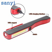 sanyi COB LED Flashlight Emergency Working Light with Magnet Pocket Clip Super Bright Camping Multi-purpose Torch LEDs Penlight