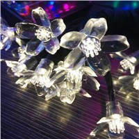 Sakura Solar Power String Lights 50 LED Cherry Flower Outdoor For Garden Wedding Party Decoration (Pure White Light)