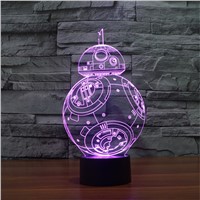 Creative Illusion Led Table Lamp 3D BB8 Robot Night Light Colorful Gradient Atmosphere Lamp Novelty Sleeping Lighting For Kids