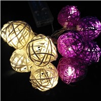10/20 Leds 1.6/3m Southeast Asia Hand Knitted Wicker Ball Battery Box Light String For Christmas Wedding Birthday Party Deco