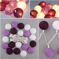 Aladin Gorgeous 3M 20 Purple Creative Handmade Cotton BALL String Light For Xmas Feast Banquet Ornament