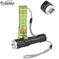 USB Inside Battery Cree XML-T6 Powerful 2200LM Led Flashlight Portable Light Rechargeable Tactical LED Torches Zoom Flashlight