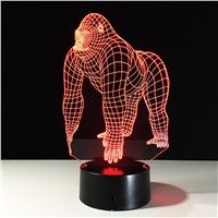 Children Day Gift 3D APE Lampara Gorilla Chimpanzee Halloween Optical Illusion LED USB Table Night Light Desk Light Mood