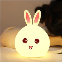 Silicon Touch Colorful Bedroom Lamps Night Light Cartoon Rabbit Touch Lamp Sleep Led Kid Lamp Bulb Nightlight for Children