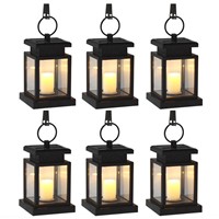 (6 / Pack) Solar Power LED Hang Light Outdoor Lantern Candle Effect Night Light for Garden Patio Deck Yard Fence Driveway Lawn