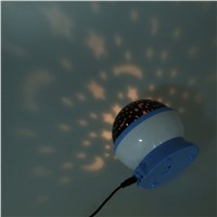 Rotation Starry Star Sky Flashing Romantic Moon Room Night Light Lamp Projector - blue