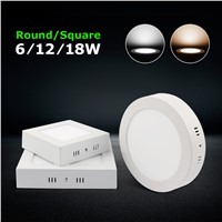 Surface Mounted Led Panel Light 110v 220v 6w 12w 18w Ceiling Lights With Driver Round or Suqare Indoor Flat Downlight Lamp