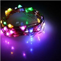 5M LED Bulb Silver Wire String Light 3AA Battery Decor Colorful Flicker LED Light Strip Waterproof