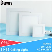 Ultra Thin Square LED Panel Light 3w 4w 6w 9w 12w 15w 18w 25w AC 220V Ceiling Recessed Ceiling led light lamp Lighting Spot Tube