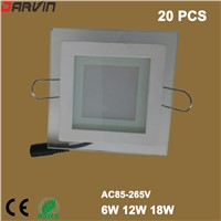 Led Panel Light 6W 12W 18W LED Panel Downlight Square Glass Panel Lights Ceiling Recessed Lamps For Home Hotel Lighting AC 110v
