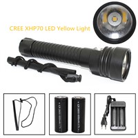2017 New LED Diving Flashlight CREE XHP70 4200 Lumens Yellow Light Underwater 100 Meters Waterproof Scuba Torch 26650 charger