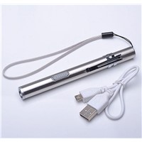 Mini Aluminium Alloy Waterproof LED USB Chargeable Flashlight Powerful Rechargeable CREE Torch Keychain Pen Flashlight