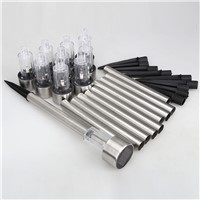 10pcs Solar Powered Rechargeable Stainless Steel Garden Lawn Lights Lamp 2V 40mA Solar Panel Outdoor Pathway Lighting Lamp