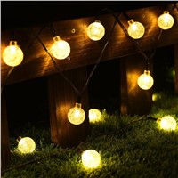 Hot Outdoor Solar String Lights Globe Led Light with 20ft 30 LED White Crystal Balls