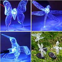 New Multicolor LED Solar Light Dragonfly/Butterfly/Bird Lawn Lamps Solar LED Path Light Outdoor Garden Lawn Landscape Lamp