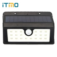 ITimo Waterproof Wall Lamp PIR Motion Sensor Solar Light Energy Saving Wireless Outdoor Fence Panel Lights 3 Modes 20 LEDs