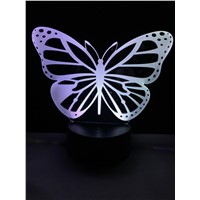 New 3D illusion LED Night Light butterfly 7 Colors Discoloration Colorful Atmosphere Lamp Novelty Lighting Friend Holiday Gifts