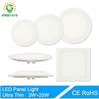 GreenEye Ultra-Thin 3w-25w Round/Square Led Panel Light AC85-265V Downlight Ceiling Recessed LED PanelLight Surface Lights Lamps
