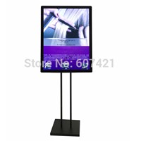 40x60cm Double Pole Floorstanding Black Metal Advertising Led Light Pockets with Magnetic Front Panel