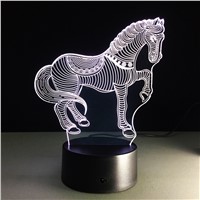 Acrylic 3D Horse Stereo Vision Lamp 7 Color Chang Desk lamp Remote Switch Colored lights Halloween decoration Lamp