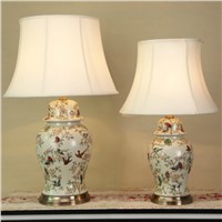 Chinese Large Classical Ceramic Fabric E27 Table Lamp For Living Room Bedroom Study Deco H 66/77cm Ac 80-265v 2114