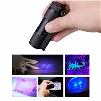 Mini Aluminum Portable UV Flashlight Violet Light 9 LED UV Torch 1 Mode Light Lamp Flashlight For Money Checking Use 3*AAA