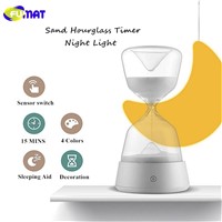 FUMAT Creative Night Lights Romantic 4 Colors Hourglass Timer Night Light Bedside Sleeping Aid  Desk Sensor LED Lamp Decoration