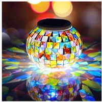 Lumiparty Solar Powered Mosaic GlassBall LED Garden Light Color Changing Solar TableLamps Waterproof Solar Light Outdoor