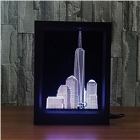 Acrylic 3D City Building Frame lamp Remote Touch Switch Bedroom Bedside Lamp 7 Color Change LED Desk lamp bedroom light As Gift