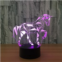 Acrylic 3D Stereo Vision Lamp Horse Interior Decorative Lamp 7 Color Change Remote Touch Switch Bedroom Bedside Lamp