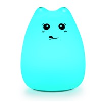 FashionRechargeable Touch Sensor Cute Cat Colorful Night Light Silicone Cat Night Light 2 Modes Children Bedroom Cute Night Lamp
