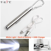 USB Super Bright Mini Torch Stainless Light LED Flashlight Seamless LED Torch Aluminum Cree Handy Lamp Pen Flashlights keychain