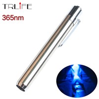 Stainless Steel 365nm UV Waterproof Led Flashlight Torch Ultraviolet Light to Detectorlamp for AAA Battery