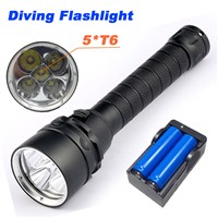 10000 Lumens Torch 5 x T6 Diving LED Flashlight  200M Underwater Waterproof Light Tactical Flashlight Torch Lantern