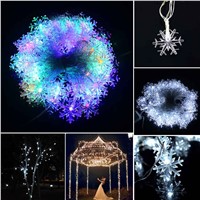 Multi-color AC 110V LED string 10M 33ft Christmas outdoor snowflake pendant holiday decoration fairy  curtain string lights