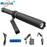 RU mixxar Self-defense Led flashlight CREE XM-L2 4500LM lanterna powerful telescoping tactical torch lamp 18650 or 3xAAA battery