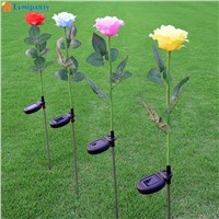Lumiparty Solar Power Rose Flowers LED Simulation Lantern Decorative Lawn Garden Romantic Outdoor Led Solar Lamp Night Light