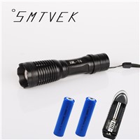 SMTVEK Powerful CREE XM-L T6 LED Aluminum Waterproof Zoom Flashlight Torch light With 2*18650 Rechargeable Battery&amp;Charger