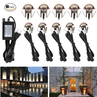 Sunmeg 10Pcs LED Stair Light Waterproof Outdoor Warm White Lighting Yard Garden Patio Step Landscape Pathway Underground Lamp