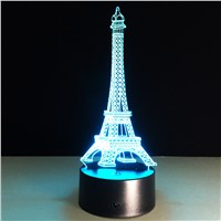 New Hot Luminaria The Eiffel Tower 3D lamp LED Night Light Illusion Night Lamp Table Desk Lamp Home Lighting Color Changing T10
