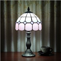 Stained Glass Mediterranean Simple Pink Creative Retro Art Ornament lighting bedroom Bedside decorative desk lamp 110-240V E27