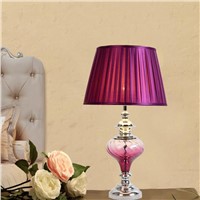 European Romantic Purple Crystal Glass Fabric Dimmer E27 Table Lamp For Wedding Deco Living Room Bedroom Bedside H 72cm 1472