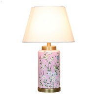 Pastoral Pink Ceramic Fabric E27 Dimmer Table Lamp For Living Room Wedding Deco Bedroom H 58cm 1488