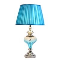Mediterranean Sea Luxury Blue Crystal Glass Fabric Adjustable E27 Table Lamp For Wedding Deco Bedroom Bedside H 72cm 1473