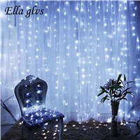 LED String Curtain Light  3M*3 300 LED Icicle Lights Christmas Outdoor Home For Wedding/Party/Curtain/Garden Decoration