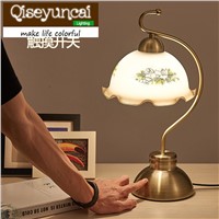 Qiseyuncai American garden style touch induction desk lamp modern minimalist fashion decoration bedroom lighting