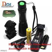 IR 850nm 5w Night Vision Infrared Zoomable LED Flashlight TorchCamping ON/OFF Mode With Gun Clip+Dual mode Remote Pressure Switc