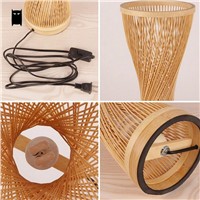 Bamboo Wicker Rattan Spire Vase Table Lamp Fixture Creative Rustic Korean Asian Japanese Style Desk Light Abajur Bedroom Bedside