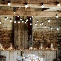 Yunji IP65 5M/10M String Light with 20Bulbs Clear/Milky bulbs, Connectable Vintage Festoon ball Christmas fairy light for Patio